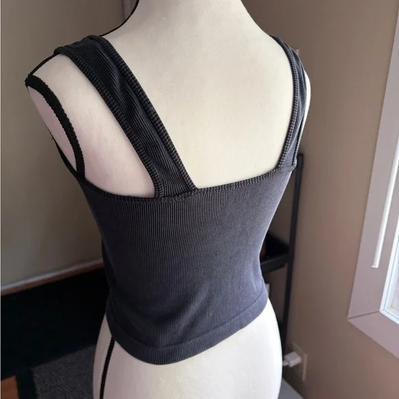 Grey Ribbed Tank Top - Picture 6 of 7